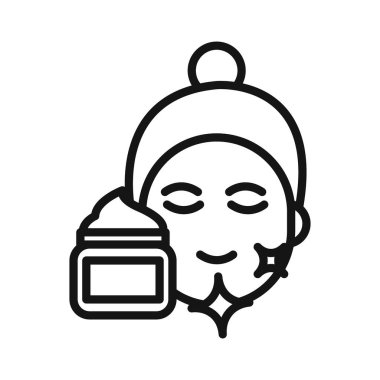 Siyah-beyaz taslak koleksiyon işareti ile cilt bakım simgesi Siyah çizgi sanat vektörü