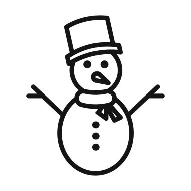 Kar Adam simgesi Siyah çizgi sanat vektörü siyah beyaz ana hat koleksiyon işareti