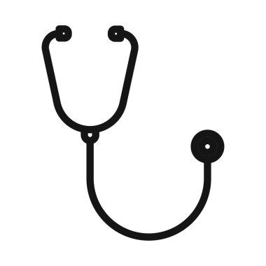 Stetoskop simgesi Siyah çizgi sanat vektörü siyah ve beyaz ana hat koleksiyon işareti