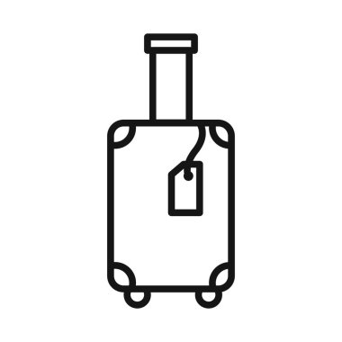 Bavul seyahat etiketi simgesi Siyah çizgi sanat vektörü siyah ve beyaz ana hat koleksiyon işareti