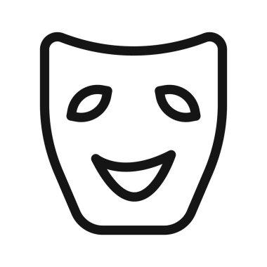 Teatral maske simgesi Siyah çizgi sanat vektörü siyah beyaz ana hat koleksiyon işareti