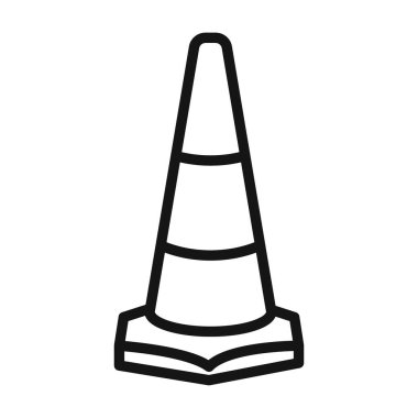 Siyah-beyaz taslak koleksiyon işaretinde trafik konisi simgesi Siyah çizgi sanat vektörü