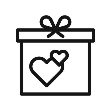 Sevgililer Günü hediyesi simgesi Siyah çizgi sanat vektörü siyah beyaz ana hat koleksiyon işareti