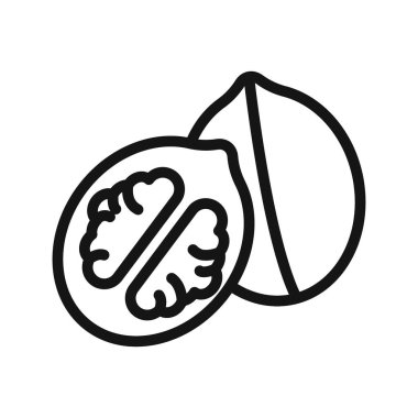 Siyah ve beyaz çizgili ceviz ikonu siyah çizgi sanat vektörü koleksiyon işareti