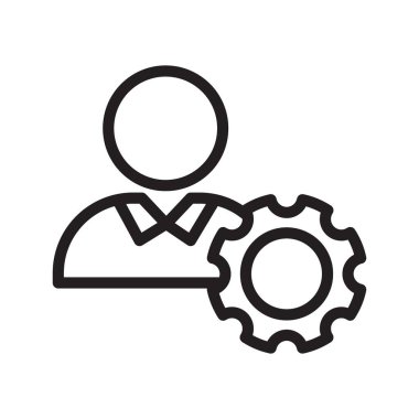 Yönetici simgesi Siyah çizgi sanat vektörü siyah beyaz ana hat koleksiyon işareti