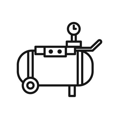 Hava kompresörü pompa simgesi Siyah çizgi sanat vektörü siyah ve beyaz ana hat koleksiyon işareti