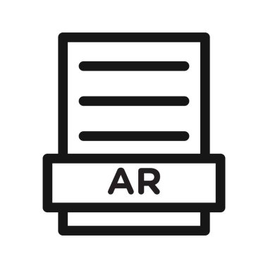 AR Dosya Belgesi Simgesi Siyah çizgi sanat vektörü siyah ve beyaz ana hatlar koleksiyon işareti