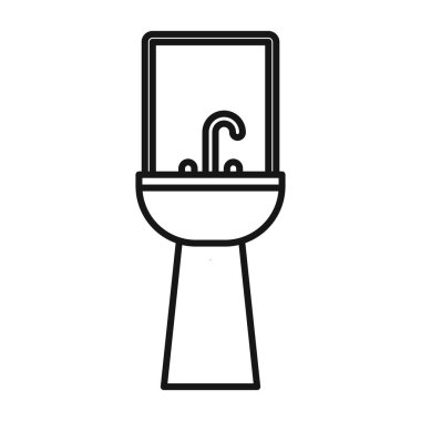 Banyo lavabosu simgesi Siyah çizgi sanat vektörü siyah beyaz ana hat koleksiyon işareti