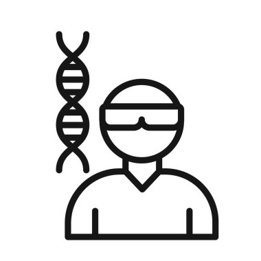 Biyomedikal mühendis simgesi Siyah çizgi sanat vektörü siyah beyaz ana hat koleksiyon işareti