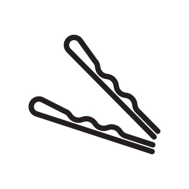 Bobby Pins simge siyah çizgi sanat vektörü siyah ve beyaz ana hat koleksiyon işareti
