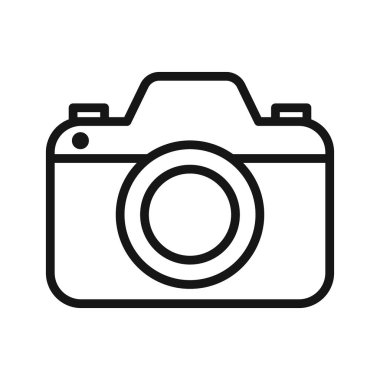 Kamera simgesi Siyah çizgi sanat vektörü siyah ve beyaz ana hat koleksiyon işareti