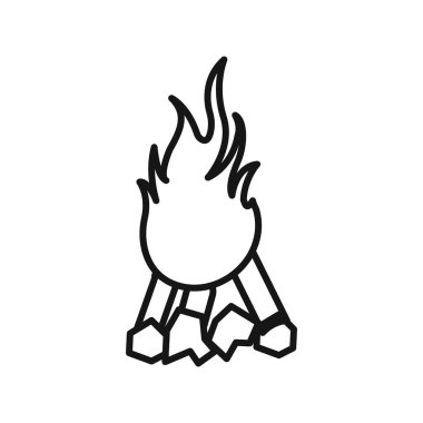 Kamp ateşi simgesi Siyah çizgi sanat vektörü siyah beyaz ana hat koleksiyon işareti