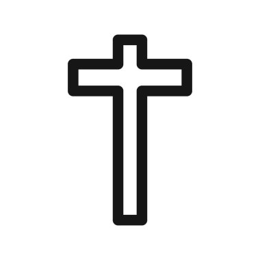 Christian Cross simgesi Siyah çizgi sanat vektörü siyah beyaz ana hat koleksiyon işareti