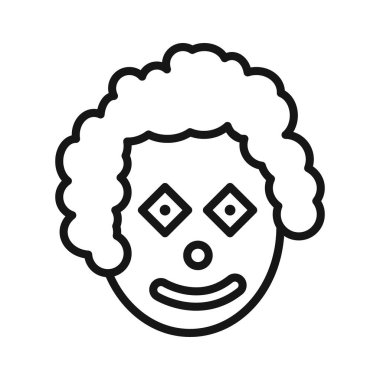 Palyaço başı simgesi Siyah çizgi sanat vektörü siyah beyaz ana hat koleksiyon işareti