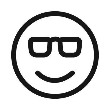 Cool Emoji Simgesi Siyah çizgi sanat vektörü siyah beyaz taslak koleksiyon işareti