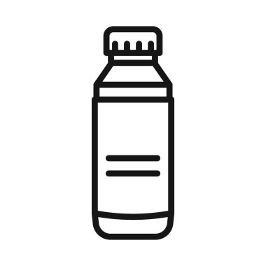 öksürük şurubu simgesi siyah çizgi sanat vektörü siyah ve beyaz ana hatlar koleksiyon işareti