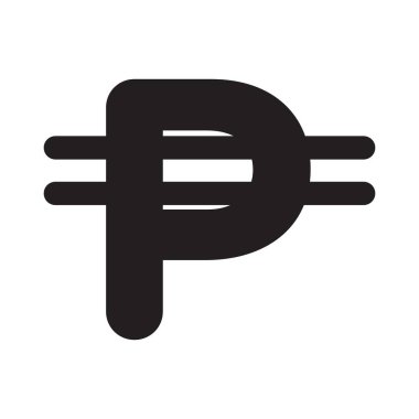 Küba pezosu simgesi Siyah çizgi sanat vektörü siyah beyaz ana hat koleksiyon işareti