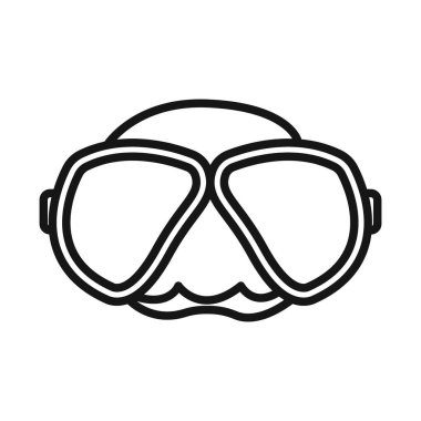 Dalış maskesi simgesi Siyah çizgi sanat vektörü siyah ve beyaz ana hat koleksiyon işareti