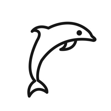 Siyah ve beyaz çizgili yunus simgesi siyah çizgi sanat vektörü koleksiyon işareti