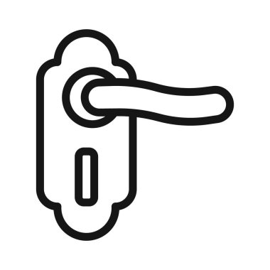 Kapı tokmağı simgesi Siyah çizgi sanat vektörü siyah ve beyaz ana hat koleksiyon işareti