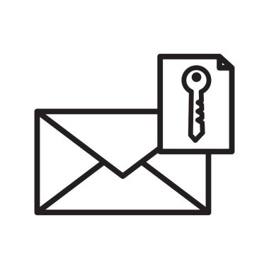 E- posta güvenliği anahtar simgesi Siyah çizgi resim vektörü siyah ve beyaz ana hat koleksiyon işareti