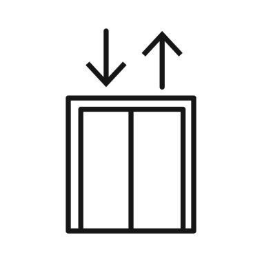 Asansör kaldırma simgesi Siyah çizgi sanat vektörü siyah ve beyaz ana hat koleksiyon işareti