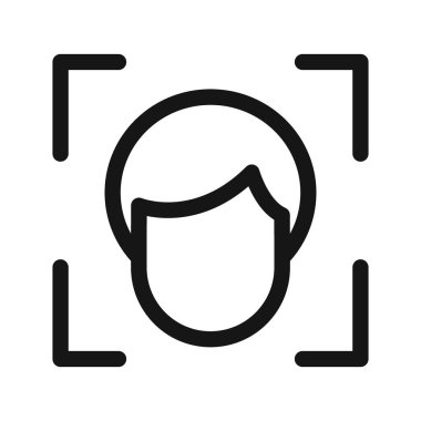 yüz tanıma simgesi Siyah çizgi sanat vektörü siyah ve beyaz ana hat koleksiyon işareti