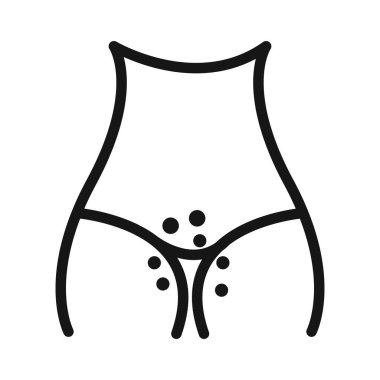 Siyah-beyaz taslak koleksiyon işaretinde jenital döküntü simgesi siyah çizgi sanat vektörü