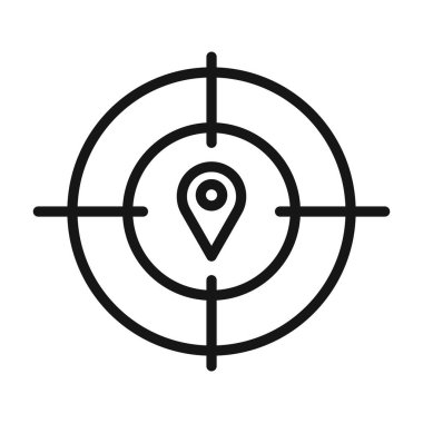 Siyah ve beyaz ana hatlar koleksiyon işaretinde siyah çizgi sanat vektörü coğrafi hedefleme simgesi