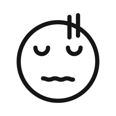 Suçlu yüz emoji simgesi Siyah çizgi sanat vektörü siyah beyaz ana hat koleksiyon işareti