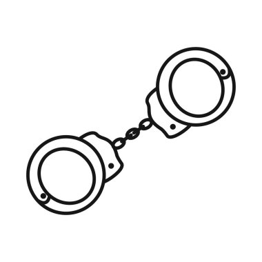 Siyah-beyaz taslak koleksiyon işaretinde kelepçe simgesi Siyah çizgi sanat vektörü