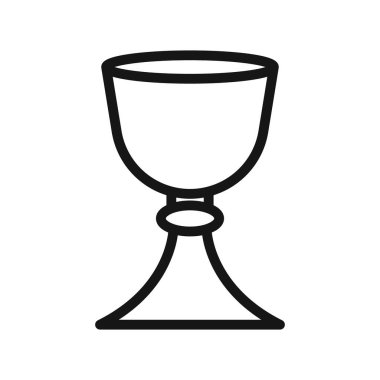 Kutsal Kadeh simgesi Siyah çizgi sanat vektörü siyah beyaz ana hat koleksiyon işareti