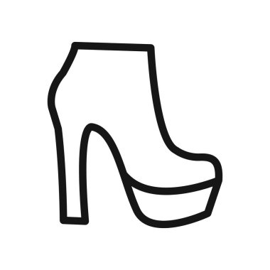 deri ayakkabılar topuk simgesi siyah çizgi sanat vektörü siyah beyaz ana hat koleksiyon işareti