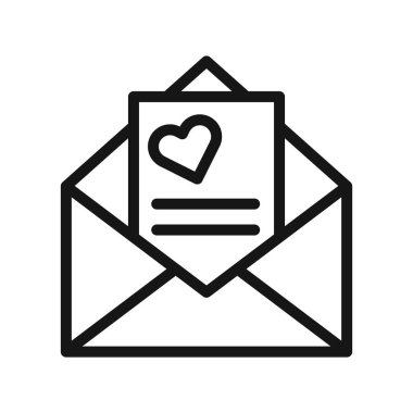 Aşk harfi simgesi Siyah çizgi sanat vektörü siyah beyaz ana hat koleksiyon işareti