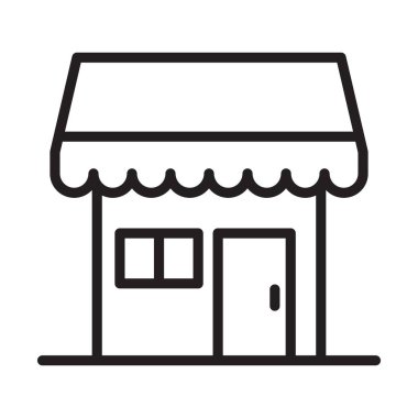 Pazar yeri simgesi Siyah çizgi sanat vektörü siyah beyaz çizgi koleksiyon tablosu işareti