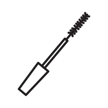 Mascara fırça simgesi Siyah çizgi sanat vektörü siyah ve beyaz ana hat koleksiyon işareti