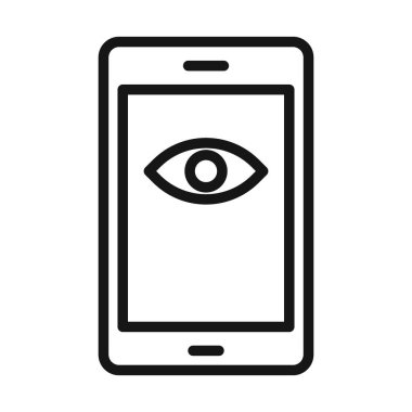 Mobil Göz Simgesi Siyah çizgi sanat vektörü siyah beyaz ana hat koleksiyon işareti