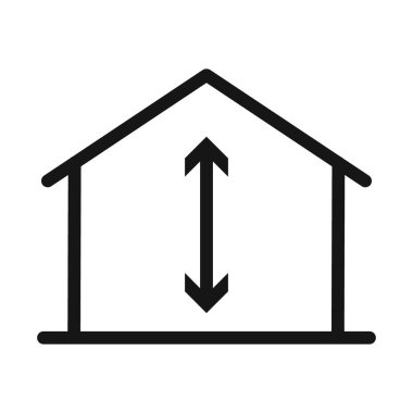 Siyah-beyaz taslak koleksiyon işaretinde asgari tavan yüksekliği simgesi Siyah çizgi sanat vektörü