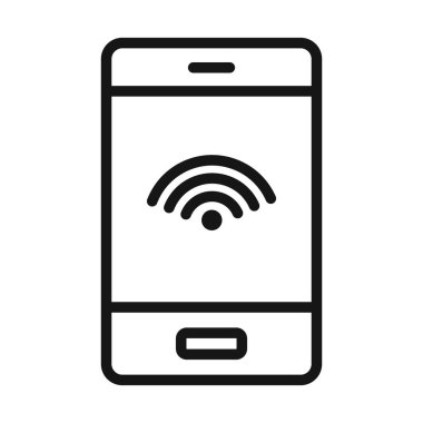 Mobil İnternet simgesi Siyah çizgi sanat vektörü siyah ve beyaz ana hat koleksiyon işareti
