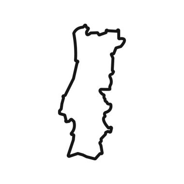 Portekiz harita simgesi Siyah çizgi sanat vektörü siyah beyaz ana hat koleksiyon tablosu işareti