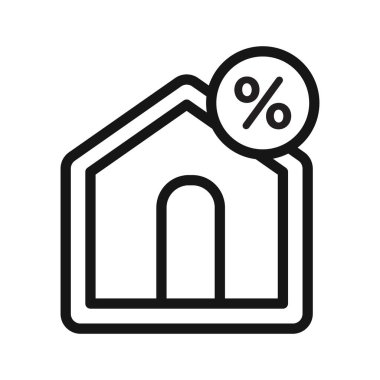İpotek simgesi Siyah çizgi sanat vektörü için siyah ve beyaz ana hat koleksiyon tablosu işaretinde oran