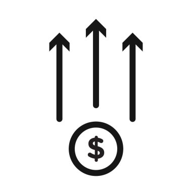 Artan fiyat simgesi Siyah çizgi sanat vektörü siyah ve beyaz ana hat koleksiyon işareti