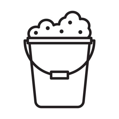 Kum kovası simgesi Siyah çizgi sanat vektörü siyah beyaz ana hat koleksiyon işareti