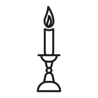 Şabat mumları simge siyah çizgi sanat vektörü siyah beyaz ana hat koleksiyon işareti