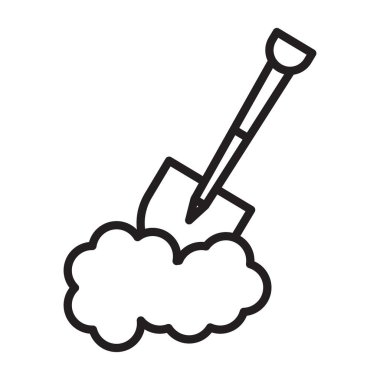 Kar ve kürek simgesi Siyah çizgi sanat vektörü siyah ve beyaz ana hat koleksiyon işareti