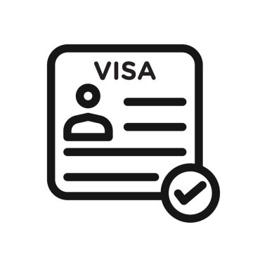 Vize simgesi siyah çizgi sanat vektörünü siyah beyaz taslak koleksiyon işareti ile başlat