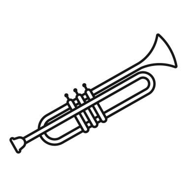 Trompet simgesi Siyah çizgi sanat vektörü siyah ve beyaz ana hat koleksiyon işareti
