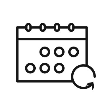 Takvim simgesi Siyah çizgi sanat vektörünü siyah ve beyaz ana hat koleksiyon işareti ile güncelle