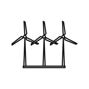 Rüzgar santrali simgesi Siyah çizgi sanat vektörü siyah beyaz ana hat koleksiyon işareti