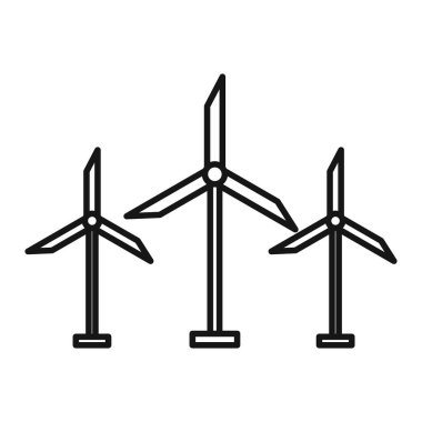 Siyah beyaz taslak koleksiyon işaretinde rüzgar türbini simgesi Siyah çizgi sanat vektörü